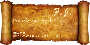 Petrács Jenő névjegykártya